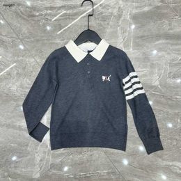 Brand kids POLO shirt Stripe stitching design baby lapel clothing Size 100-150 Long sleeved T-shirt for boy and girl Oct25