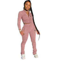 2024 Two Piece Pants Tracksuit Women Outfits Casual Print Zipper Jacket and Sweatpants Sets Free Ship