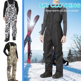 Men's Solid Color Pocket Jumpsuit Suspenders Trousers Ski Pants Work Bib Overalls Working Uniforms Plus Size Coveralls L3274v