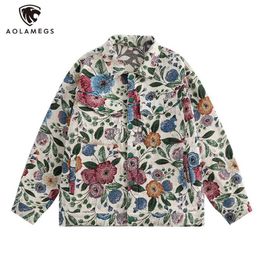 Men's Jackets Vintage Retro Men's Colorful Flower Graffiti Print Jackets Streetwear Oversized Lapel Single Breasted Jacket Coat Men and Women YQ231025