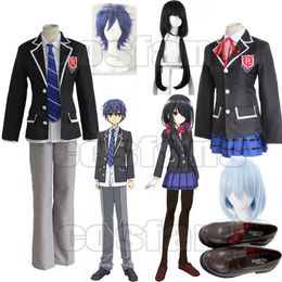 cosplay Boys Girls Anime DATE A LIVE Itsuka Shido Cosplay Costumes Wigs Tokisaki Kurumi Jacket Skirt School Uniform Synthetic Wigs Shoescosplay