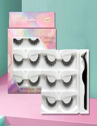 3D Mink Selfadhesive 3Pairsset Natural False Eyelashes Soft Light Eyelashes With Tweezer Makeup Kit No Glue Needed3174197