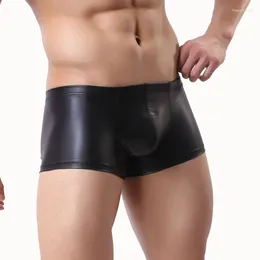 Underpants Top Fashion Sexy Patent Leather Panties Men's Underwear Faux Boxer Shorts Nightclub German Men