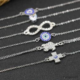Chain Elegant Crystal Zircon Rhinestone Love Heart Bracelet For Women Stainless Steel Chain Charm Bracelets Silver Colour Jewellery Gift R231025