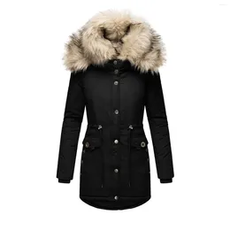 Women's Trench Coats Cotton Clothes Medium Length Warm Wool Neck Lace Waist Wrap Coat Thickened Velvet