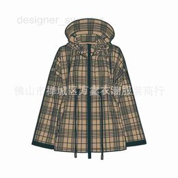 Women's Jackets Designer Spring and Summer Women's Waist Drawstring Thin Plaid Hooded Jacket Air Conditioning Shirt Sun Protection Shirt Coat 0NC2