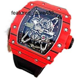 Movement Watch Richd Mill Wristwatch Designer Carbon Fibre Red Devil Men's Fully Automatic Mechanical Watch Hollow Fashion Lightweig