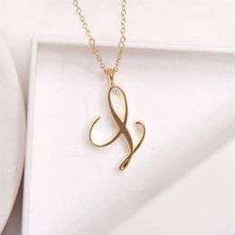 10PCSTiny Swirl Initial Alphabet Letter Necklace All 26 English Gold A-T Cursive Luxury Monogram Name Letters Word Text Chain Neck252y