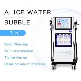 All-in-one 7 Handles Hydro Dermabrasion Oxygen Spray RF Skin Smooth Pore Shrink Hydrating Oil Reduce Cold Hot Hammer Pain Relief CE Anti-aging Device