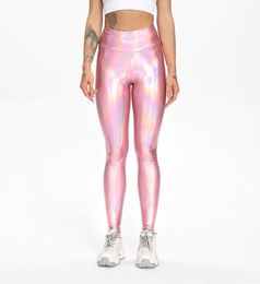 Yoga Outfit Elastic Colourful Pants Peach Hip Fitness Women039s Laser Leather Breathable Sports Trousers Seamless Training Tight1085045