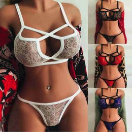 Sexy Set Women Lace Bra Briefs Set Sexy Wire Free Lingerie Hollow Out G-String Bra Set Female Transparent Seamless Intimate Underwear Set T231025