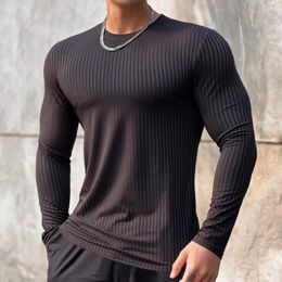 Men's T Shirts 2023 Fitness T-shirt Men Casual Long Sleeve Skinny Shirt Male Bodybuilding Tees Tops Running Sports Quick Dry Training