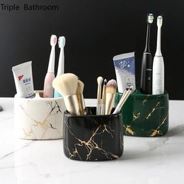 Toothbrush Holders Nordic Ceramics Toothbrush Holder Washing Tools Shelf Toothpaste Tooth Brush Holder Organiser Bathroom Toothbrush Accessories 231025