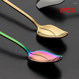 Spoons 2PCS Coffee Spoon Creative Small Teaspoon Long Handle Stainless Steel Dessert Colourful Tea