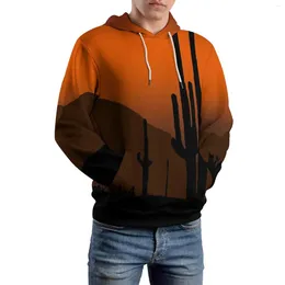 Men's Hoodies Desert Sunset Loose Print Casual Hoodie Male Long Sleeve Y2k Custom Sweatshirts 4XL 5XL 6XL