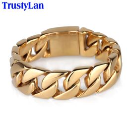Charm Bracelets Luxury Gold Color Bracelet Men Snap Button Mens Jewellery Polished 316L Stainless Steel Men's Bracelets Bangles Mannen Armband 231024