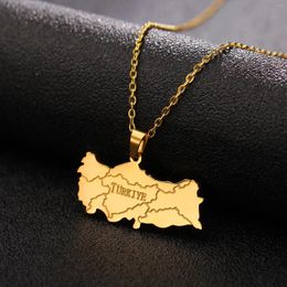 Pendant Necklaces Teamer Turkey Map Necklace For Women Gold Colour Trendy Stainless Steel Turkish Country Jewellery National Day Gifts