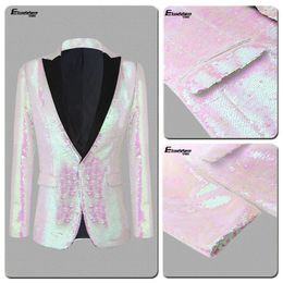 Men's Suits Shimmering Flip Sequin Blazer For Studio Pography Men Suit Set Slim Fit Luxury Man Jacket