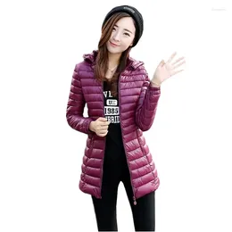 Women's Trench Coats Fashion Winter Parkas Mid-Length Down Cotton-Padded Jacket Middle-Aged Mom Slim Thin Zipper Overcoat Ladies Warm