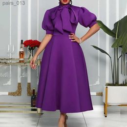 Basic Casual Dresses Summer Africa Everning Dress for Women 2023 Fashion Elegant Luxury Big Bow Tie Femme Robe Longue Female Vestidos De Mujer YQ231025