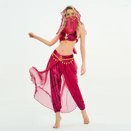 Stage Wear Style Women Belly Dance Costume Set Sexy Outfit Performance Clothes With Scarf