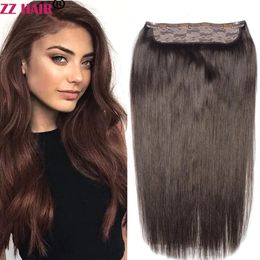 Hair pieces ZZHAIR 100 Brazilian Human Remy Extensions 16" 28" 1Pcs Set 5 Clips In 100g 200g Natural Straight 231025
