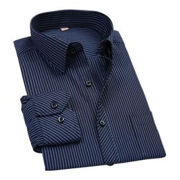 Plus Size 8XL 7XL Men Shirt Mens Business Casual Long Sleeved Slim Fit Shirts Men Striped Dress Work Social Dress Shirt DS022 2011183u