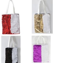 DHL50pcs Shopping Bags Sublimation DIY White Blank Polyester Cotton Vertical Model Large Capacity Handbag Mix Colour
