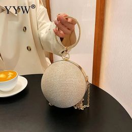 Evening Bags Circular Ring Portable Evening Bags Metal Sliver Round Ball Handbags For Lipstick Elegant Luxury Clutch Purse Wedding Wallets 231026