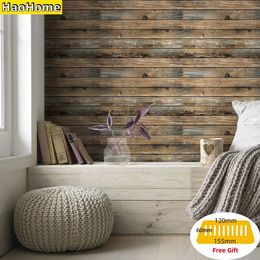 Wallpapers HaoHome Self Adhesive Wall Paper Faux Wood Grain Peel and Stick Wallpaper Vinyl waterproof Stickers 231026