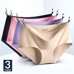 3PCS A Set Seamless Women Panties Sexy Female Briefs Invisible Pantys Solid Color Soft Panties M-2XL2267