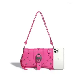 Evening Bags Leather KOKOPEAS Underarm Messenger Punk Fashion Clutch Brand Designer Pink Rock Flap Handbag For Shoulder Purse Women Bag