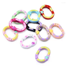 Keychains 5-10Pcs Colorful Metal Oval Ring Snap Hook Spring Clasps Clips Connectors DIY Lobster Clasp Keyring Jewelry Making Accessories