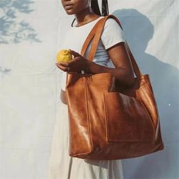 Evening Bag Vintage Weekender Soft Leather Oversized Shoulder Bag Large Tote Handbags Fashion Portable Outdoor Travel 231026