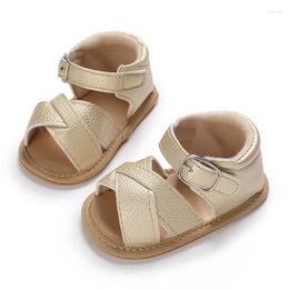 Sandals Chic And Comfortable: Summer Unisex Baby 4 Solid Colors Cross Design Crib Shoes For 0-15 Months