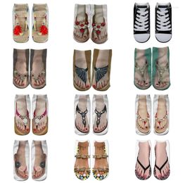 Женские носки, модные парусиновые шлепанцы, хлопковые летние хлопковые туфли с 3D принтом скелета, забавные кавайные носки с черепом и низким вырезом по щиколотку для носков