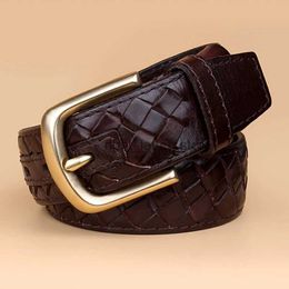 Belts Weaving Belt Copper Buckle Designer Genuine Leather For Men Woven Male Strap Braided Man 3.8cm width belt for Jeans YQ231026