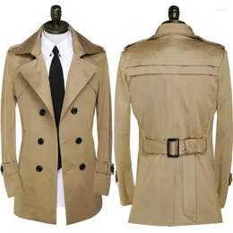 Men's Trench Coats Khaki Designer Slim Double Breasted Coat Men Overcoat Long Sleeve Mens Clothing Fashion Business S - 9xl