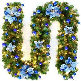 Christmas Decorations 27M Rattan Garland Decoration Wreath Xmas Artificial Tree Banner Hanging Ornaments Home Party Stair Pendant 231026