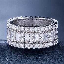 Victoria Wieck New Arrival Luxury Jewellery Circle Rings 925 Sterling Silver Princess Topaz CZ Diamond Eternity Wedding Band Ring fo268h