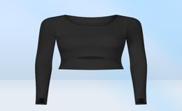 yogasports outfit sports women gym fitness clothes longsleeved Tshirt padded half length bra running slim athletic yoga top4679135