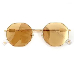 Sunglasses High-End Design 2023 Fashion Polygonal Metal Retro Ladies' Glasses Classic Trend Luxury Dopamine Colour