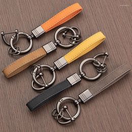 Keychains Fashion Horseshoe Mouth Lanyard Colour Keychain Luxury Men Women Business Metal Leather Car Key Ring Jewellery Gift For Girlfriend
