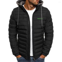 Men's Hoodies Festool Tools Print Jacket Men Long Sleeve Outerwear Warm Coats Quilted Padded Thick Parka Slim Fit Windbreaker Harajuku Style