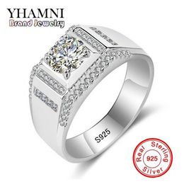 YHAMNI 100% Solid 925 Sterling Silver Ring 1 Carat Diamond Engagement Rings For Men Wedding Ring Charm Jewelry MJZ0152363