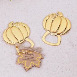 Party Favor 10PCS X Wholesales Gold Pumpkin Bottle Opener Halloween Gifts Solid Metal Squash Beer Openers Favors