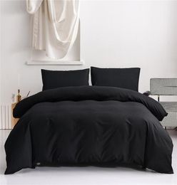 Bedding sets MIDSUM Pure Colour Sets Single Double Full Size Skin Friendly Fabric Black Duvet Cover Set For Dormitory Household 2215897105