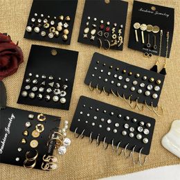 Stud Earrings Bohemian Pearl Crystal For Women Studs 2023 Trendy Unusual Set Fashion Jewelry Gifts