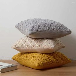 Pillow Soft Cover 45x45cm Mustard Yellow Pink Beige Grey Knit Home Decoration Square Case For Sofa Bed