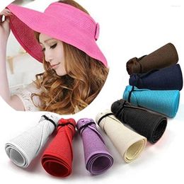 Wide Brim Hats 2023 Foldable Straw Hat Women Roll Up Sun Visor Sunshade Summer Packable UV Protection Cap For Beach Travel Bonnet